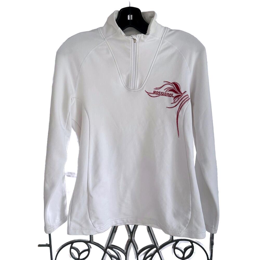 Rossignol White Women's Activewear Jacket with Half-Zip and Embroidered Logo - L